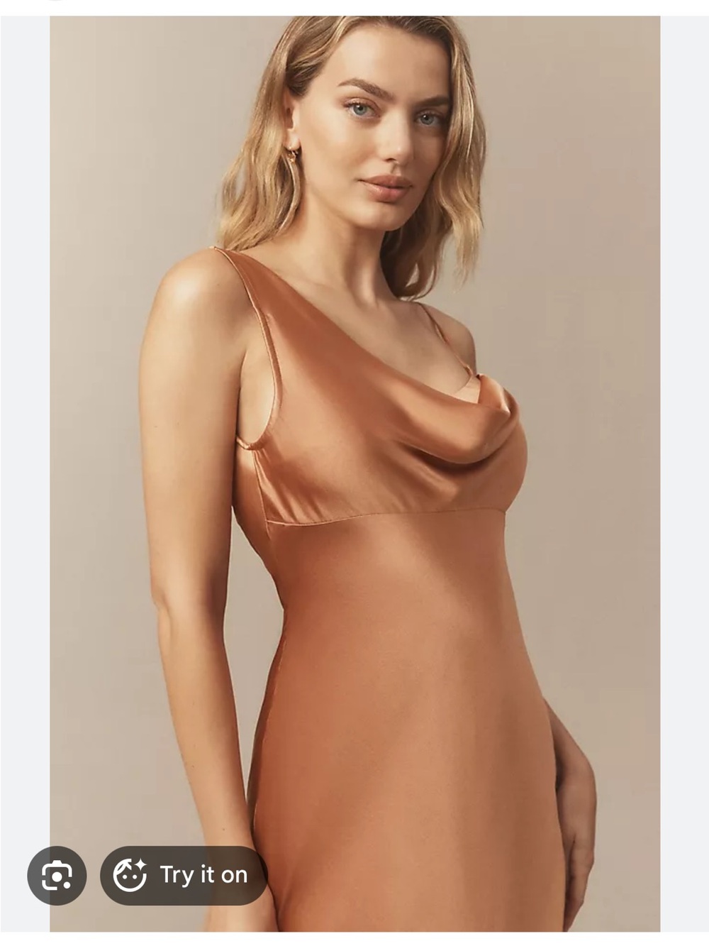 ANTHROPOLOGIE BHLDN ABIGAIL ASYMMETRIC COWL-NECK HIGH-SHINE SATIN MAXI DRESS - Picture 3 of 7